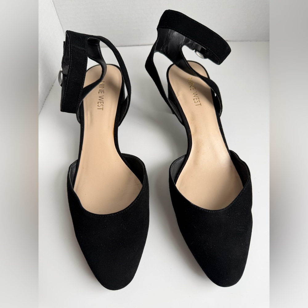 Black Nine West Women’s Pump Ankle Strap Low Block Heel Size 9 - Picture 5 of 10